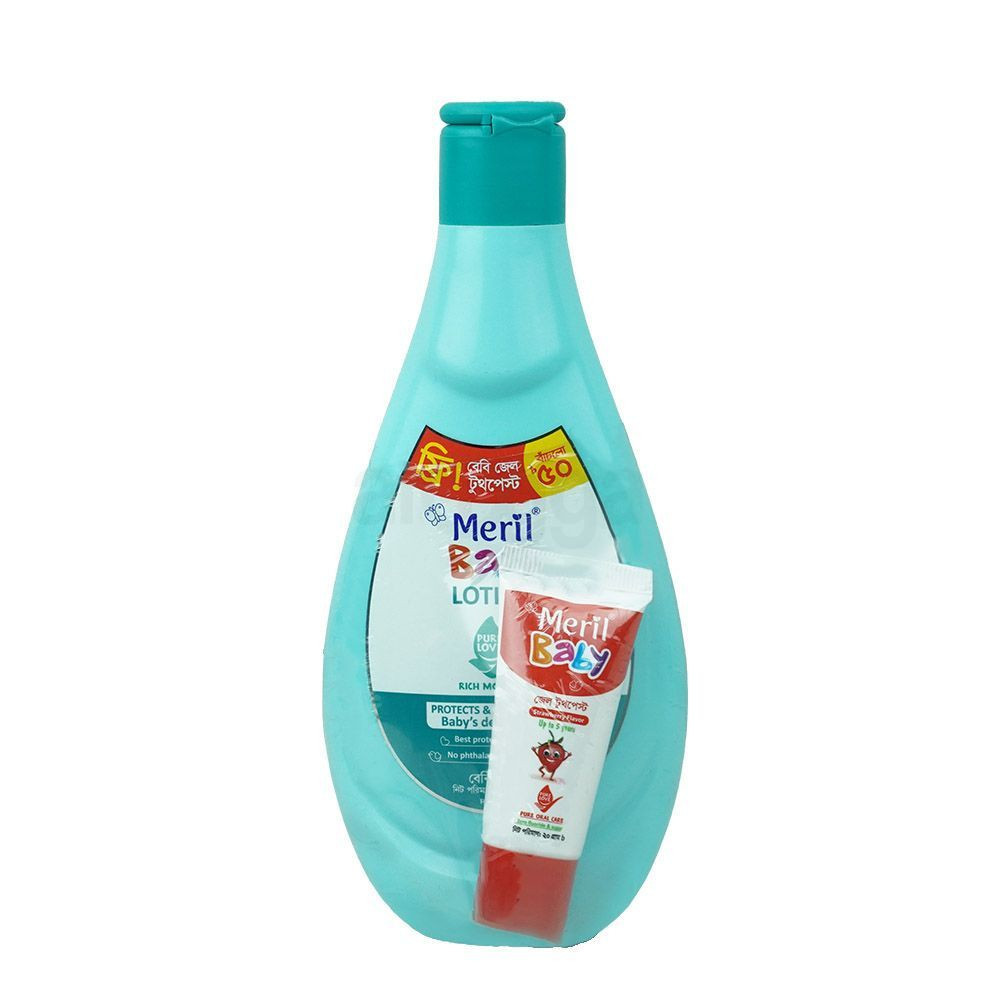 Meril Baby Lotion 200ml (Free Meril baby Gel toothpaste 20gm)