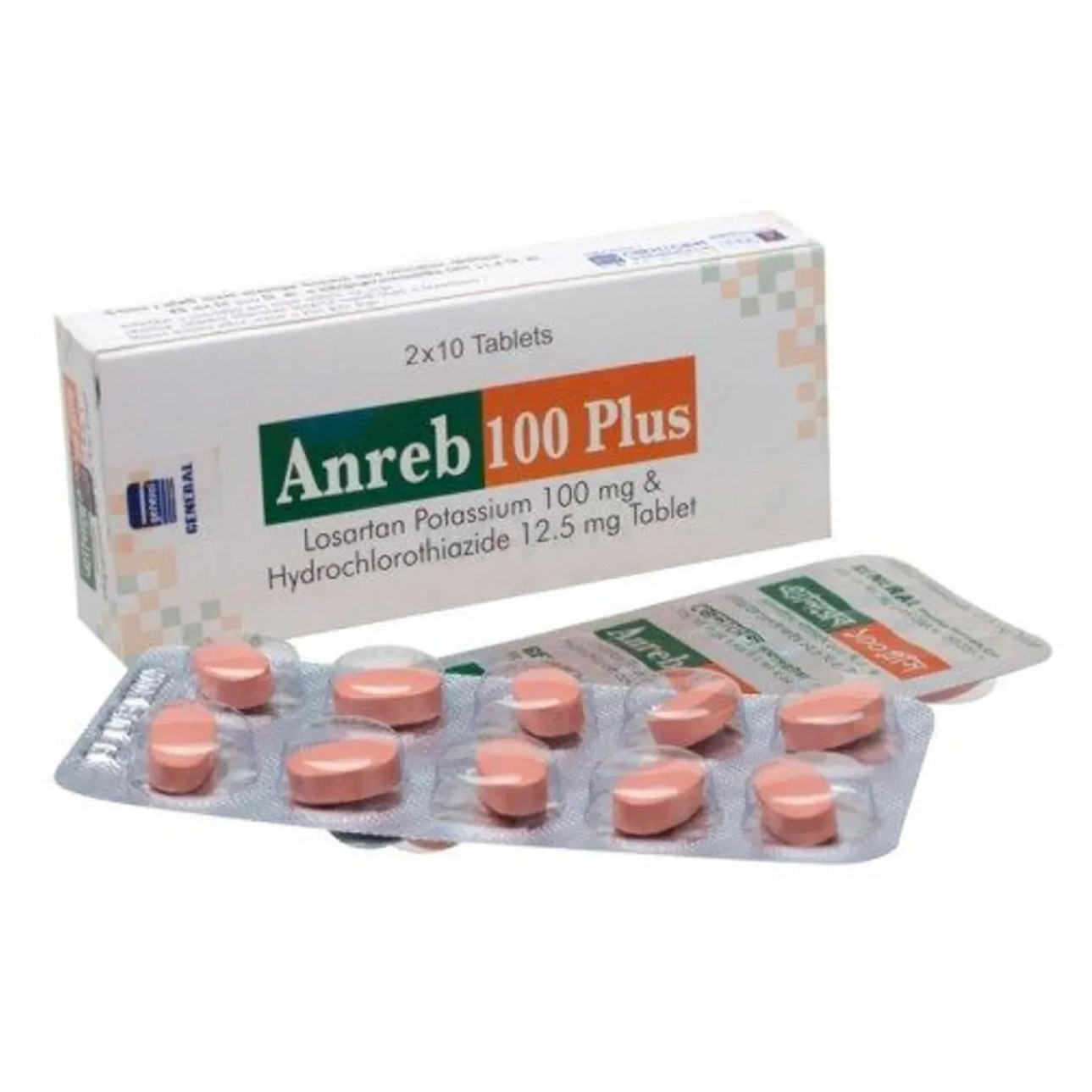 Anreb Plus Tablet, Losartan Potassium + Hydrochlorothiazide 100 mg+12.5 mg