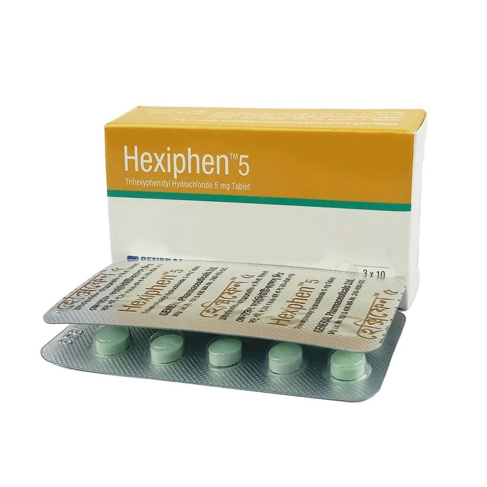 Hexiphen Tablet, Trihexyphenidyl Hydrochloride 5 mg