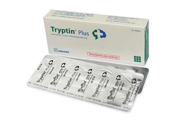 Tryptin Plus Tablet, Amitriptyline Hydrochloride + Chlordiazepoxide 12.5 mg+5 mg