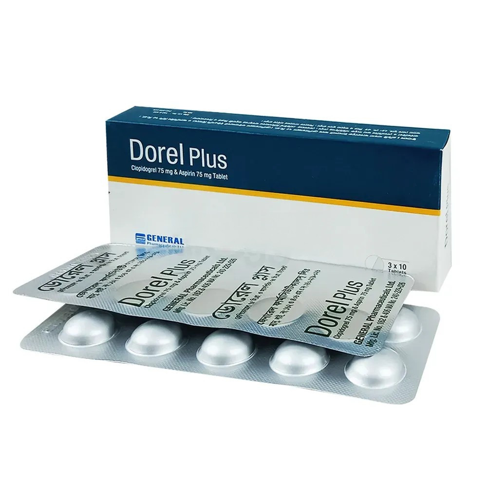 Dorel Plus Tablet, Clopidogrel + Aspirin 75 mg+75 mg