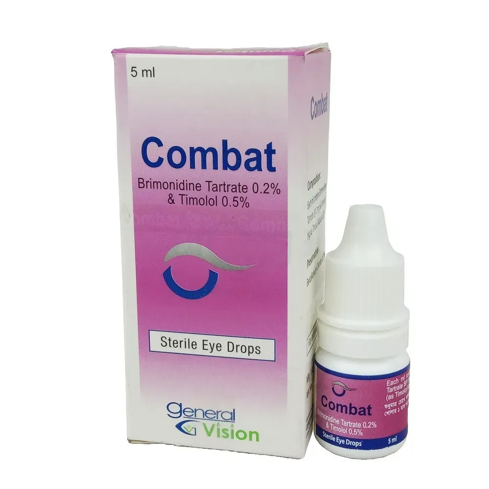 Combat Ophthalmic Solution 5 ml drop, Brimonidine Tartrate + Timolol Maleate 0.2%+0.5%