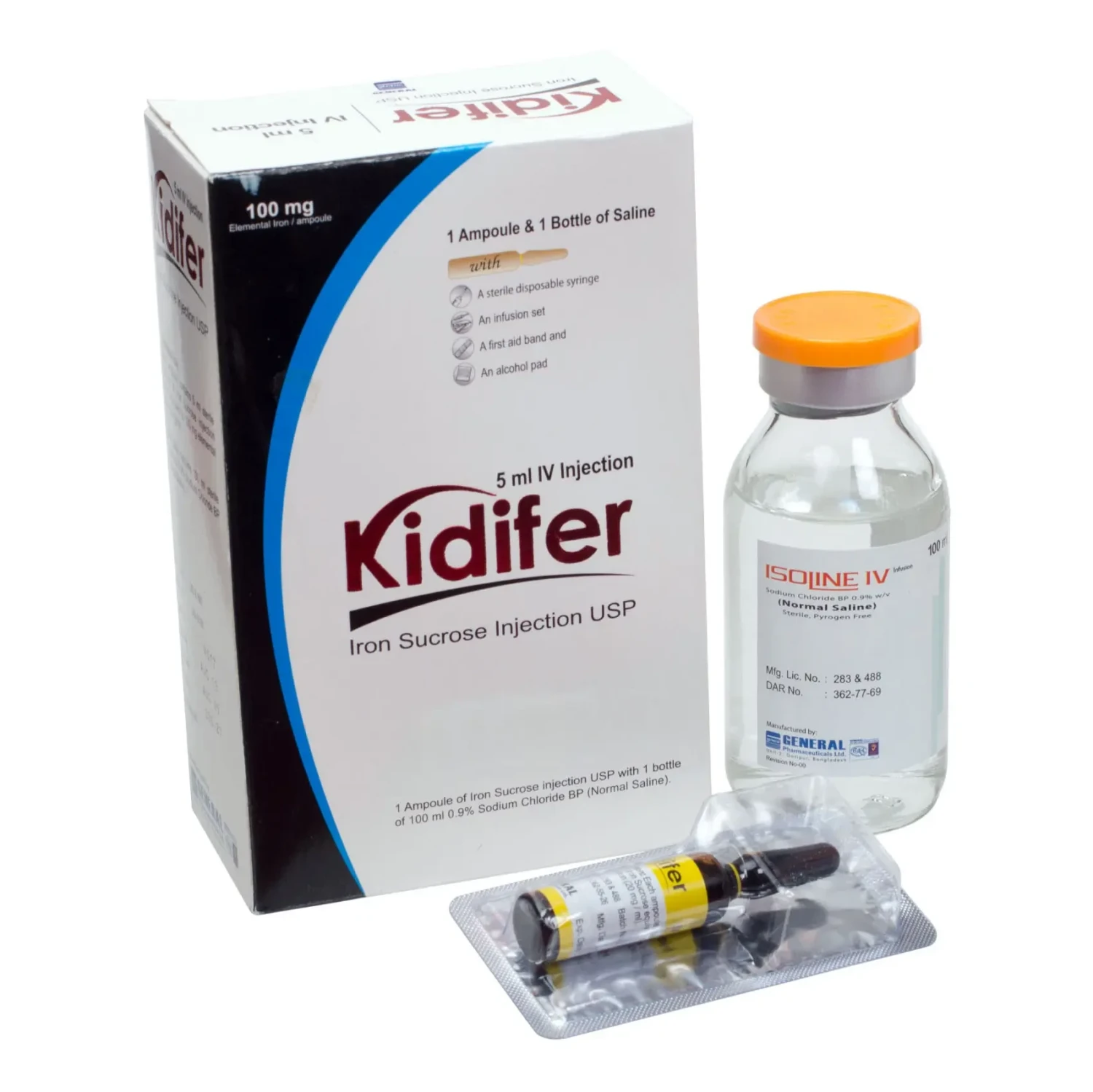 Kidifer IV Injection or Infusion 5 ml Ampoule, Iron Sucrose 100 mg/5 ml