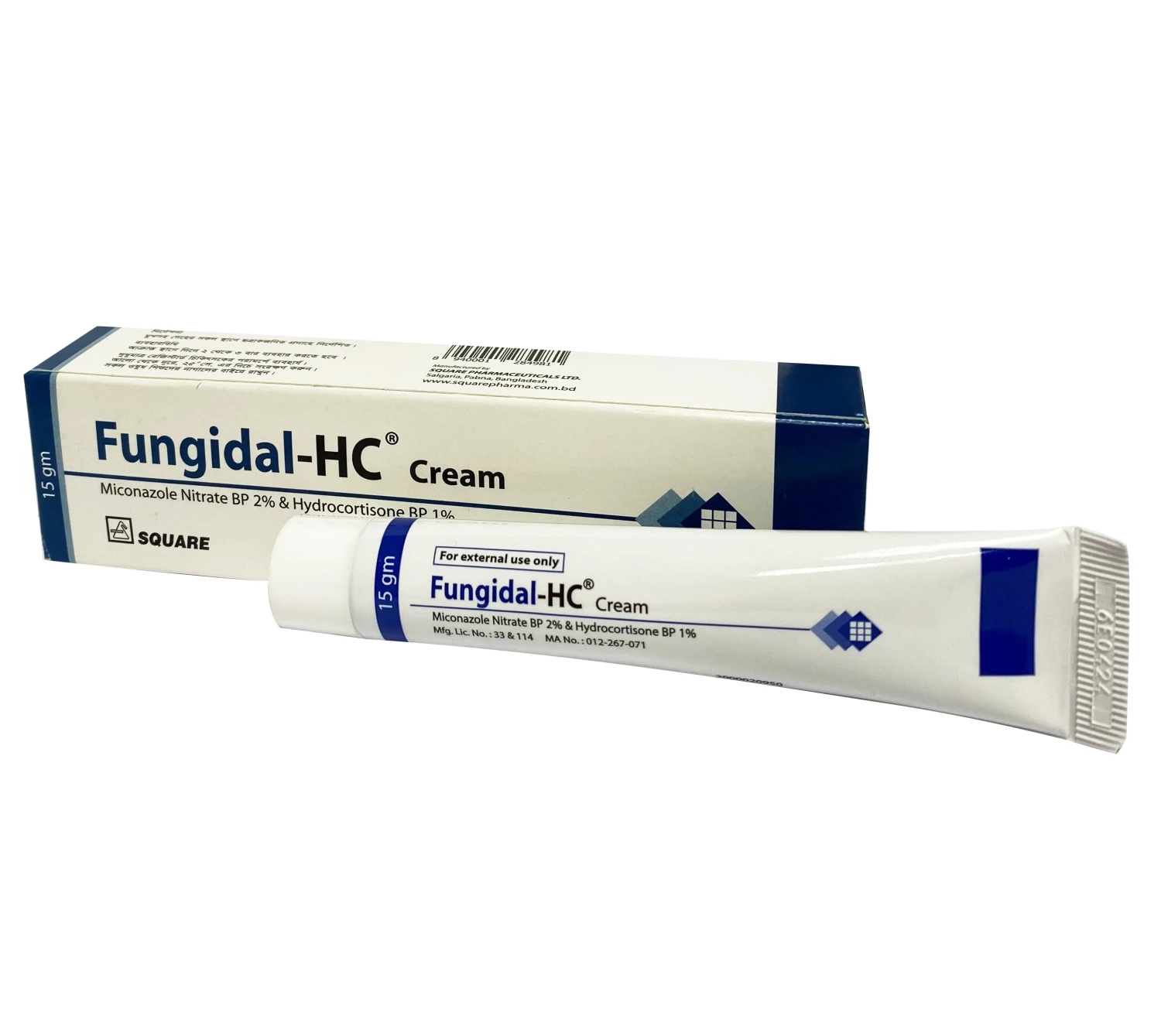 Fungidal-HC Cream 15gm, Miconazole Nitrate + Hydrocortisone 2%+1%