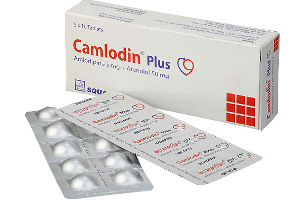 Camlodin Plus Tablet, Amlodipine Besilate + Atenolol 5 mg+50 mg