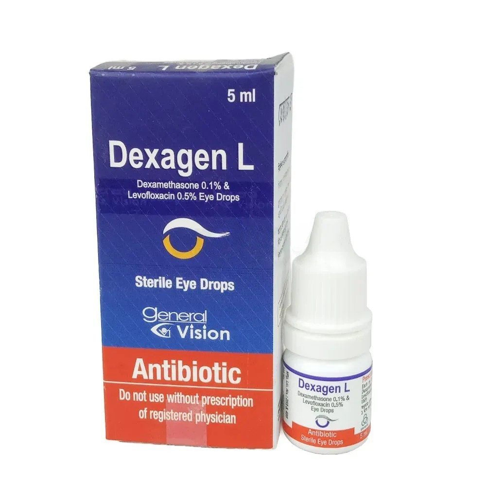 Dexagen L Ophthalmic Solution 5 ml drop, Dexamethasone + Levofloxacin 0.1%+0.5%