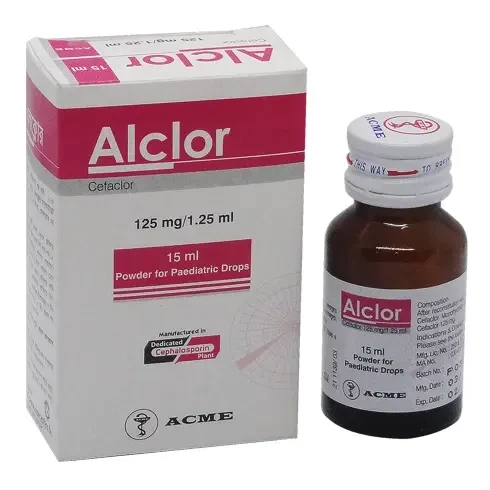 Alclor Pediatric Drops 15 ml bottle, Cefaclor Monohydrate 125 mg/1.25 ml