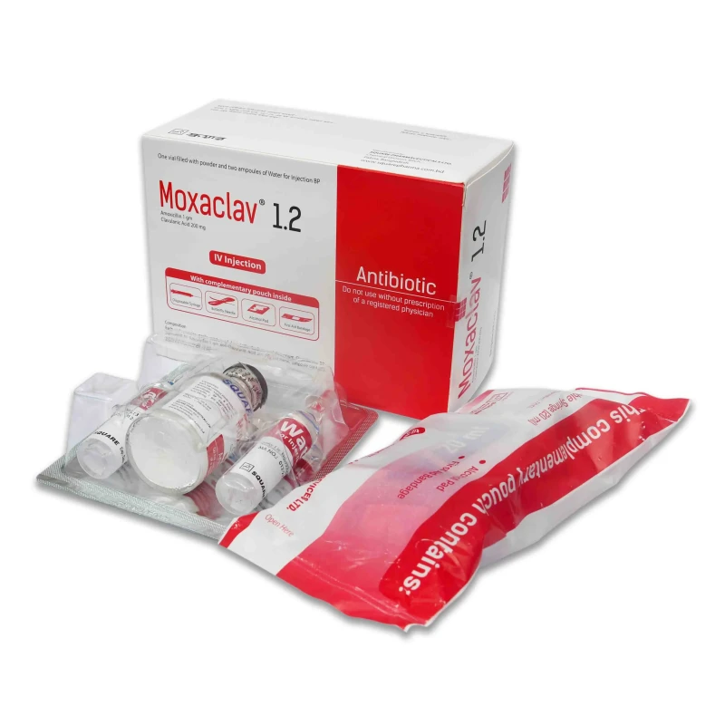 Moxaclav IV Injection 1.2gm, Amoxicillin + Clavulanic Acid (1 gm+200 mg)/20 ml