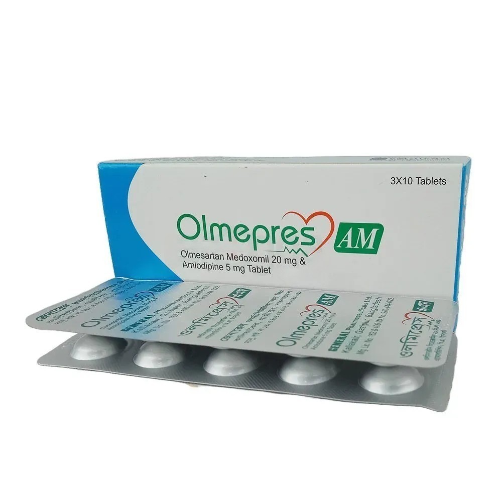 Olmepres AM Tablet, Amlodipine Besilate + Olmesartan Medoxomil 5 mg+20 mg