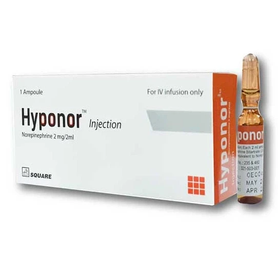 Hyponor IV Infusion 2ml, Norepinephrine Tartrate 2 mg/2 ml
