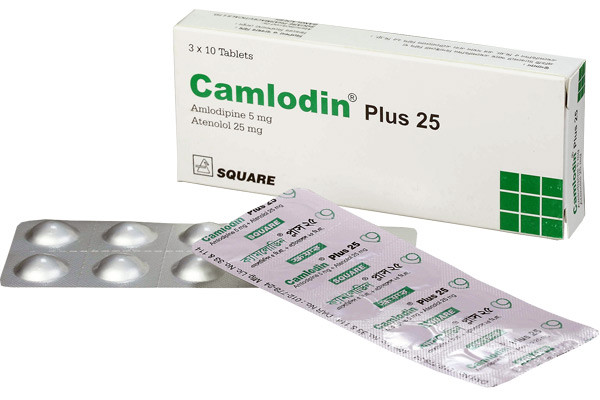 Camlodin Plus Tablet,  Amlodipine Besilate + Atenolol 5 mg+25 mg