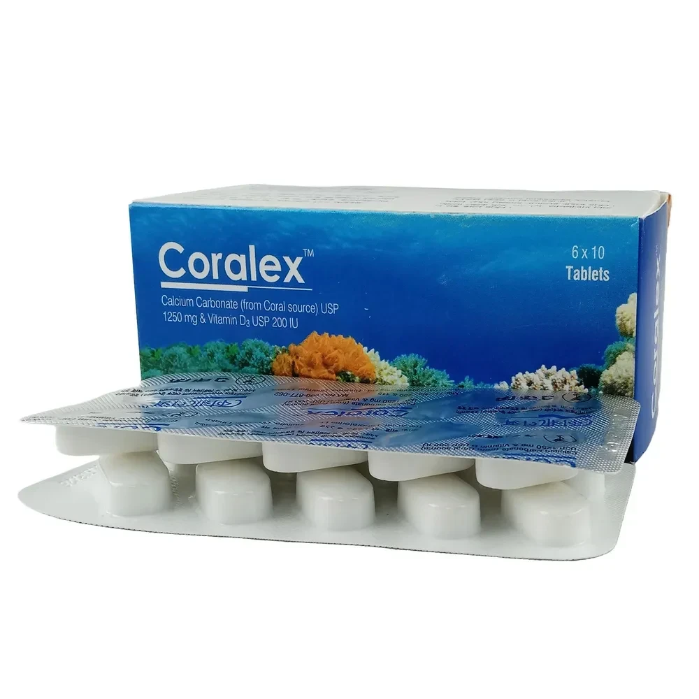 Coralex D Tablet, Coral Calcium + Vitamin D3 500 mg+200 IU