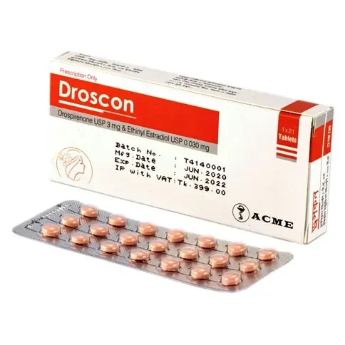 Droscon Tablet (21 Tablets Strip), Drospirenone + Ethinyl Estradiol 3 mg+0.03 mg