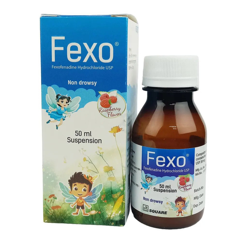 Fexo Oral Suspension 50ml,  Fexofenadine Hydrochloride 30 mg/5 ml