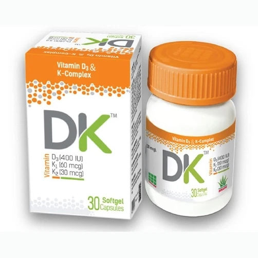 DK Capsule, Vitamin D3 + Vitamin K1 + Vitamin K2 400 IU+60 mcg+30 mcg