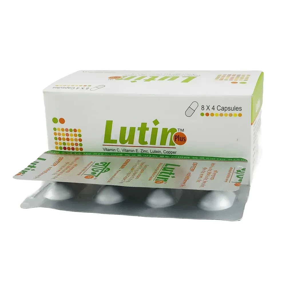 Lutin Plus Capsule, Vitamin C + Vitamin E + Lutein + Copper + Zinc 60 mg+30 mg+6 mg+2 mg+15 mg