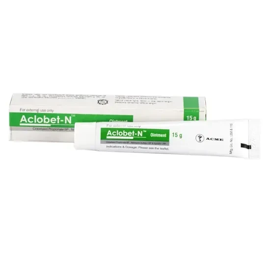 Aclobet-N Ointment 30 gm tube, Clobetasol Propionate + Neomycin Sulphate + Nystatin (0.5 mg+5 mg+1 Lac IU)/gm