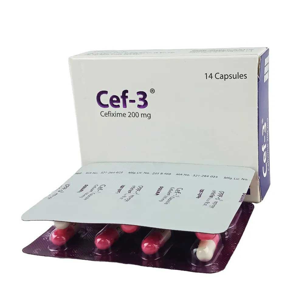 Cef 3  200 mg Capsule,(Cefixime Trihydrate 200 mg)